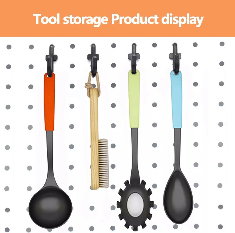 Nivithi Pegboard Hooks Kit,1/4" Hole,50 Black Pegboard Hooks Assortment with J Hooks for Squat Rack,peg Board Hooks for Hanging are Perfect for organizing Tools and Equipment,1“ Hole Pitch - Image 5
